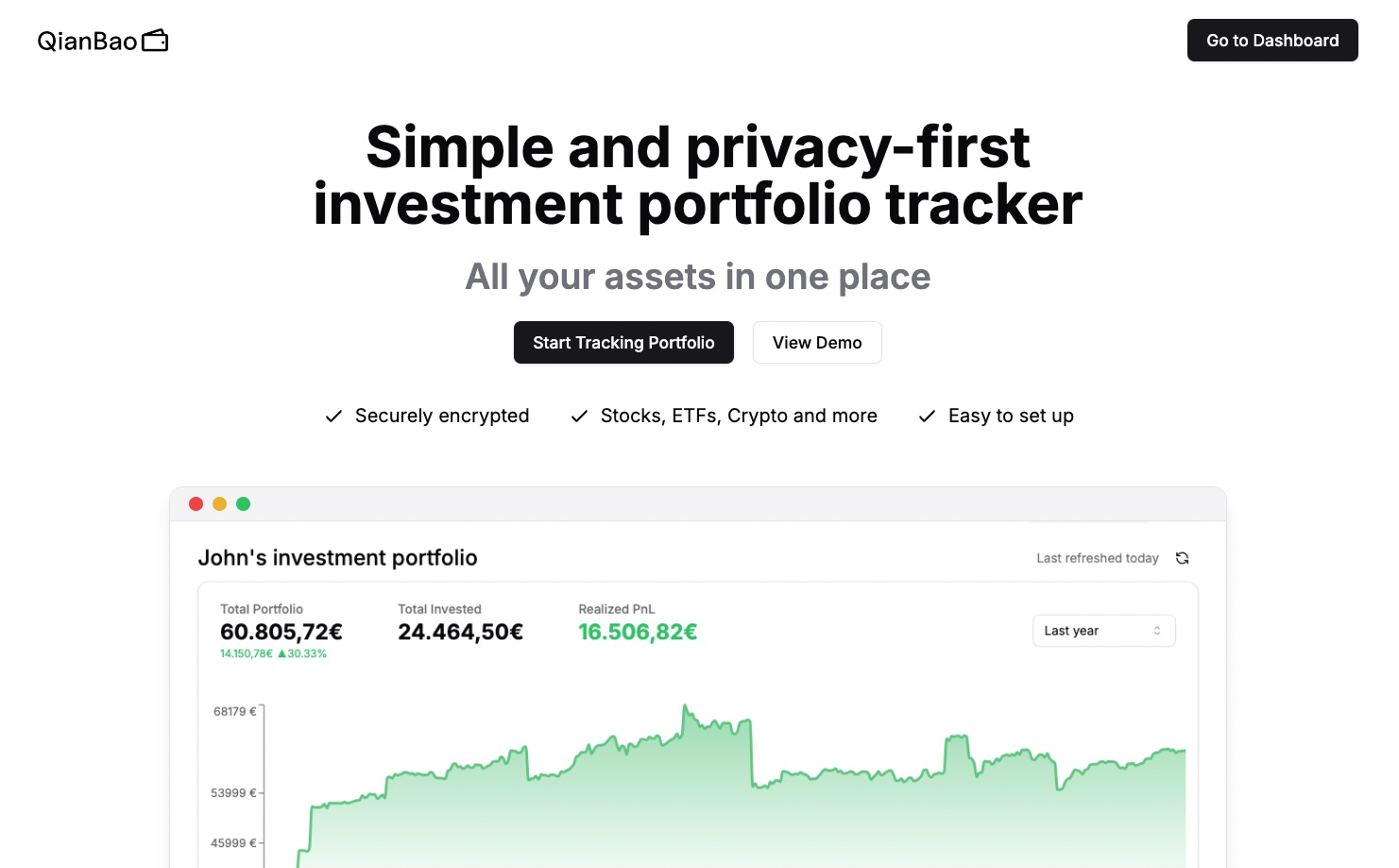 QianBao landing page